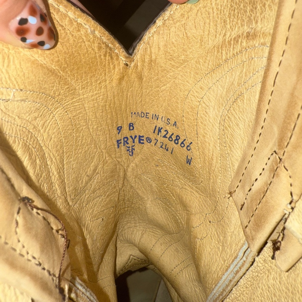 Vintage Frye Tan Leather Western Boots - Picture 6 of 7